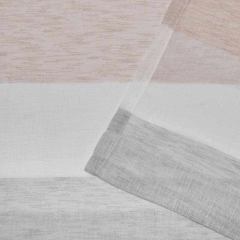 Porch & Den Ocean Stripe Sheer Curtain Panel Pair with Rod Pocket