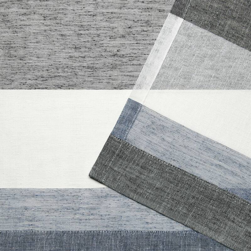 Porch & Den Ocean Stripe Sheer Curtain Panel Pair with Rod Pocket