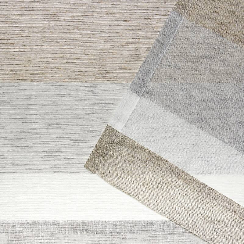 Porch & Den Ocean Stripe Sheer Curtain Panel Pair with Rod Pocket