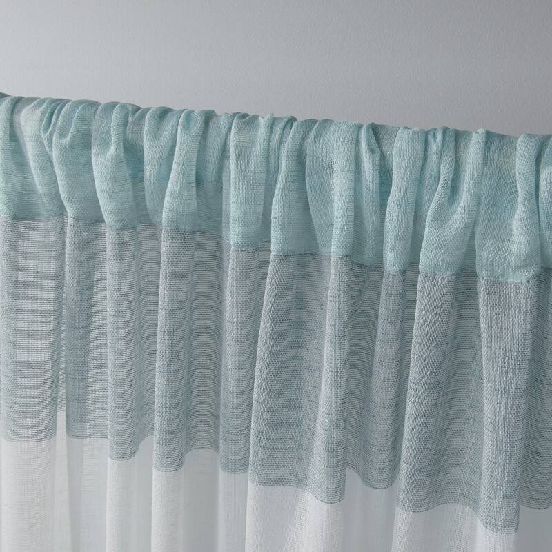 Porch & Den Ocean Stripe Sheer Curtain Panel Pair with Rod Pocket