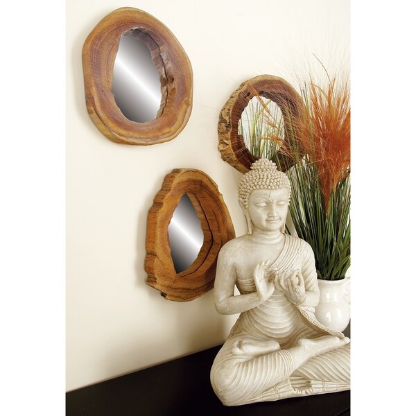 Carbon Loft Priscilla Round Teak Mirror (Set of 4)