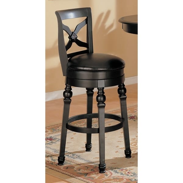 Gracewood Hollow Cormac Black Ornamented Wood and Faux Leather Bar