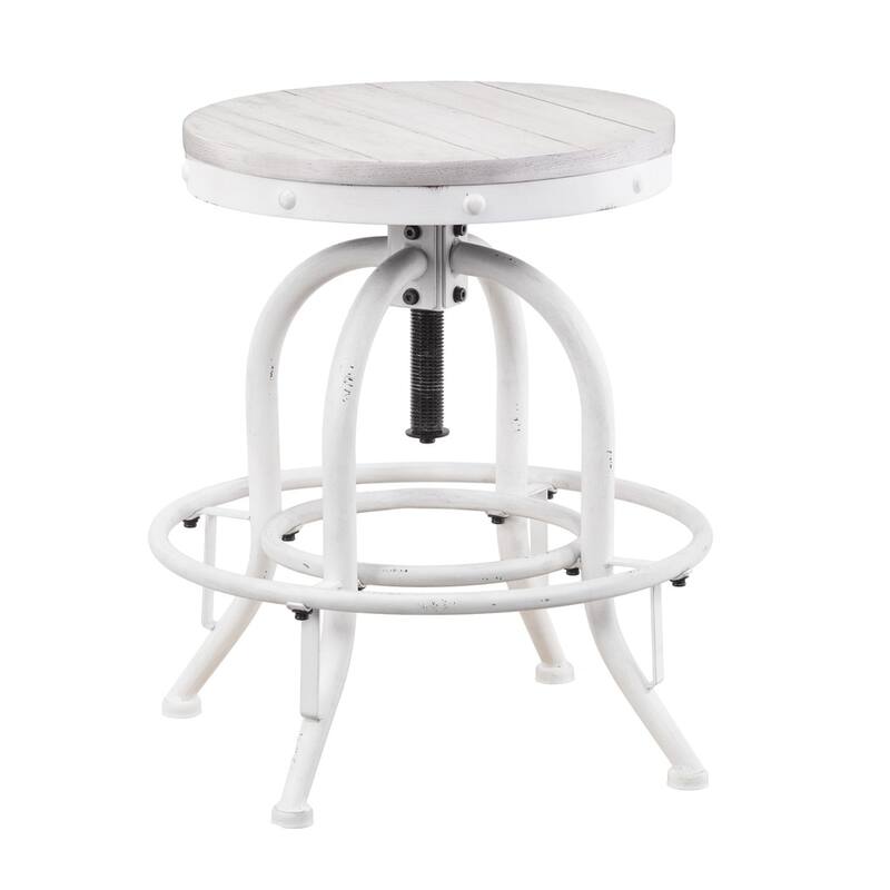 SEI Furniture Horstmann Industrial White Adjustable Swiveling Stool