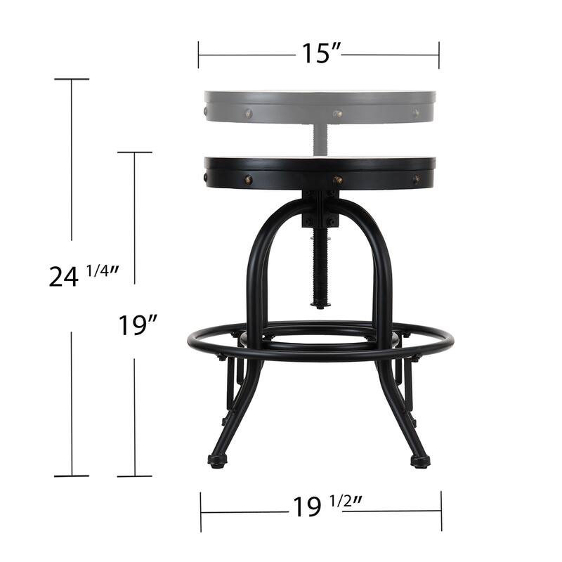 SEI Furniture Horstmann Industrial White Adjustable Swiveling Stool