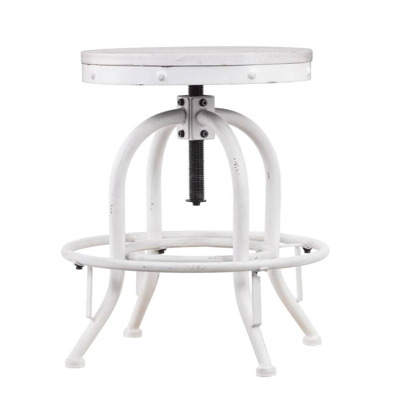 SEI Furniture Horstmann Industrial White Adjustable Swiveling Stool