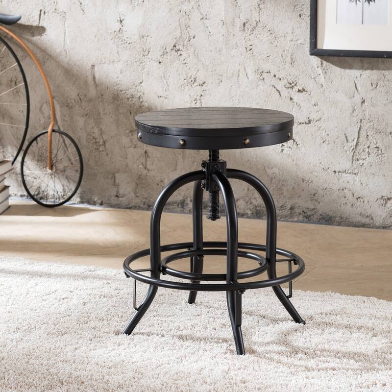 SEI Furniture Horstmann Industrial White Adjustable Swiveling Stool