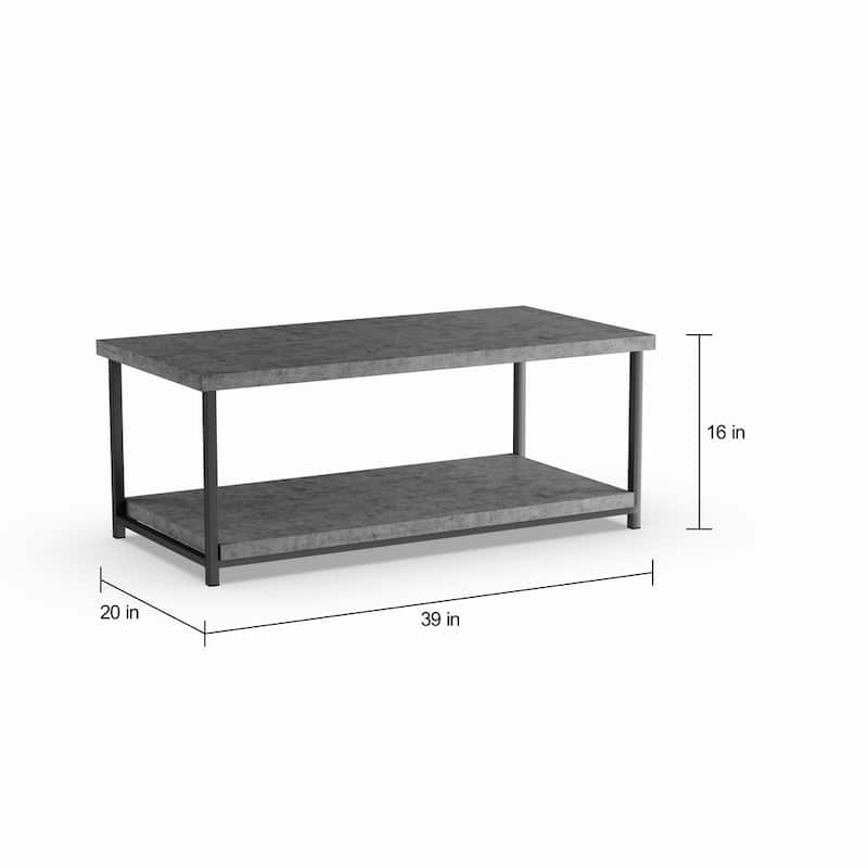 Household Essentials Carbon Loft Shikibu Faux Slate Coffee Table with Storage Shelf