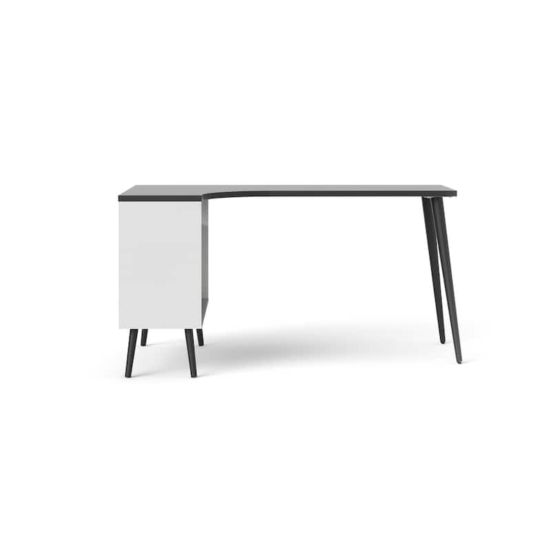 Carson Carrington Kristiansund White and Oak 2-drawer L-shaped Desk