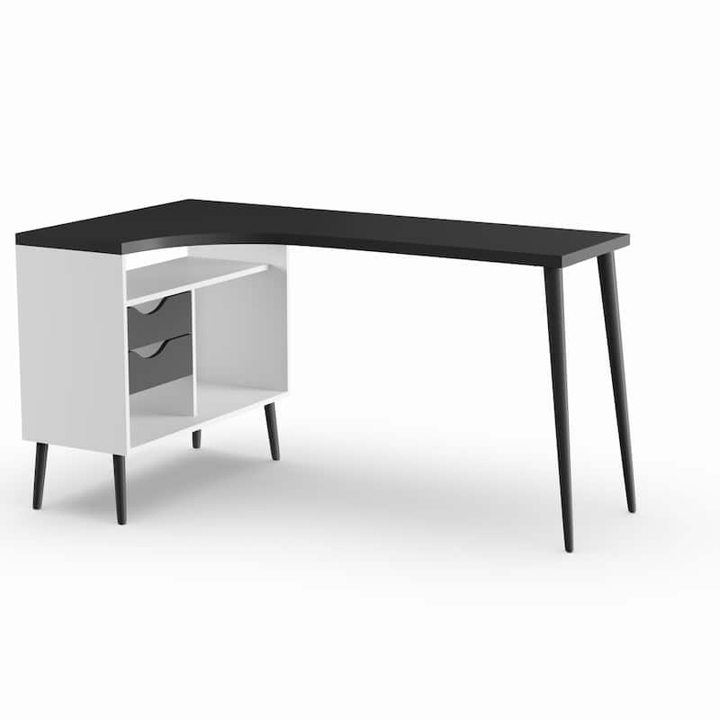 Carson Carrington Kristiansund White and Oak 2-drawer L-shaped Desk