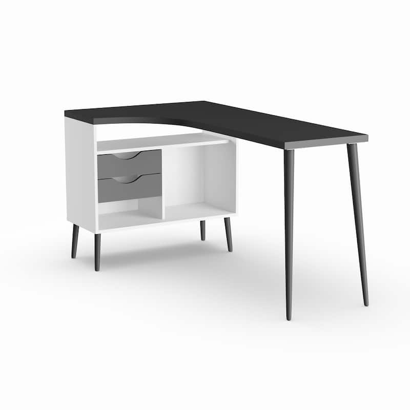 Carson Carrington Kristiansund White and Oak 2-drawer L-shaped Desk