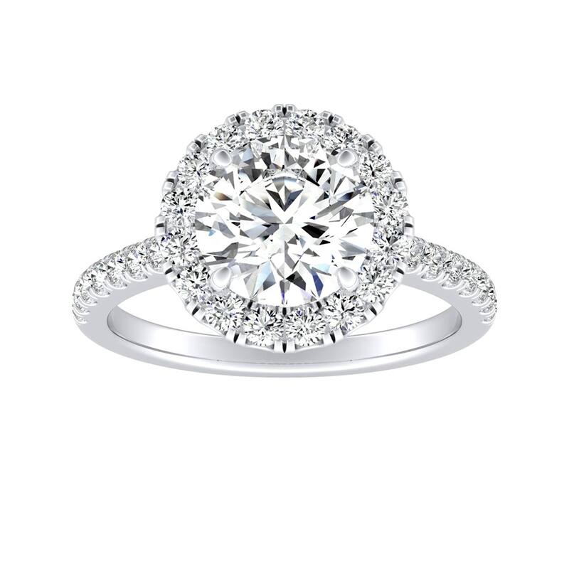 Auriya 14k Gold 2ct Moissanite Halo Diamond Engagement Ring 3/8ctw - White - 8