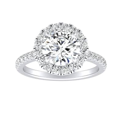 Auriya 14k Gold 2ct Moissanite Halo Diamond Engagement Ring 3/8ctw
