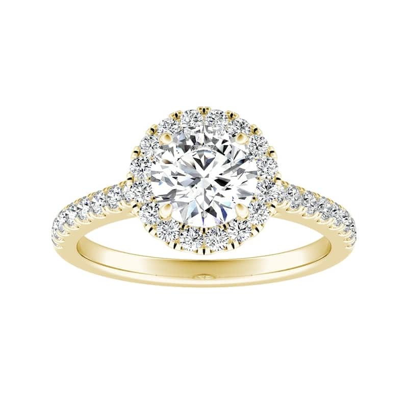 Auriya 14k Gold 1/2ct Moissanite Halo Diamond Engagement Ring 3/8ctw