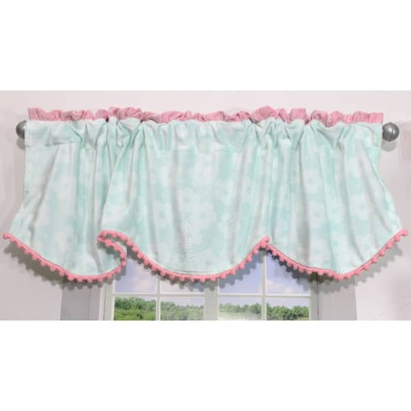 slide 2 of 3, Aqua & Pink Wings Window Valance