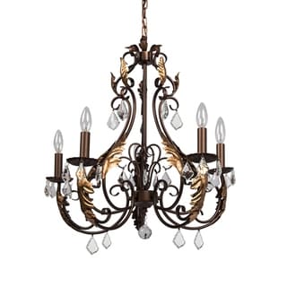 Bronze and Gold 24" Wide Chandelier - Chandeliers For Bedrooms by Overstock.com
