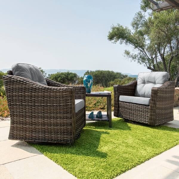 Corvus Eolie 3 Piece Outdoor Wicker Swivel Glider Chair Set With Side Table Overstock 21491886