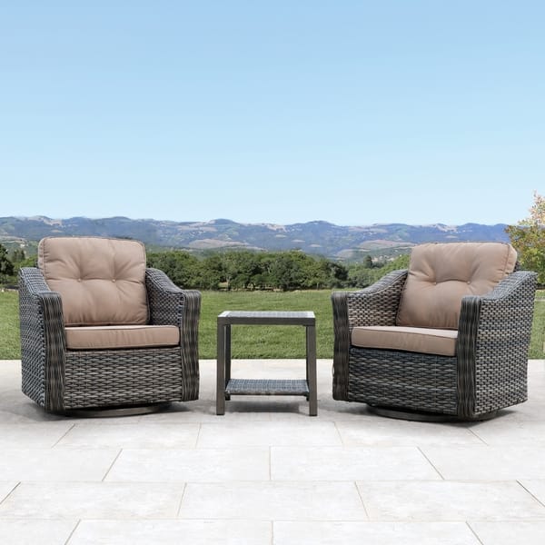 Corvus Eolie 3 Piece Outdoor Wicker Swivel Glider Chair Set With Side Table Overstock 21491886