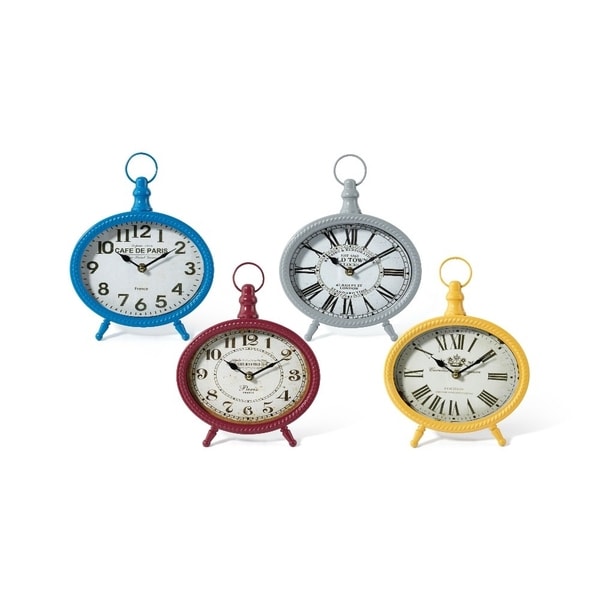 Iron Table Clocks in Vibrant Finish Assortment of 4 Multicolor. Opens flyout.
