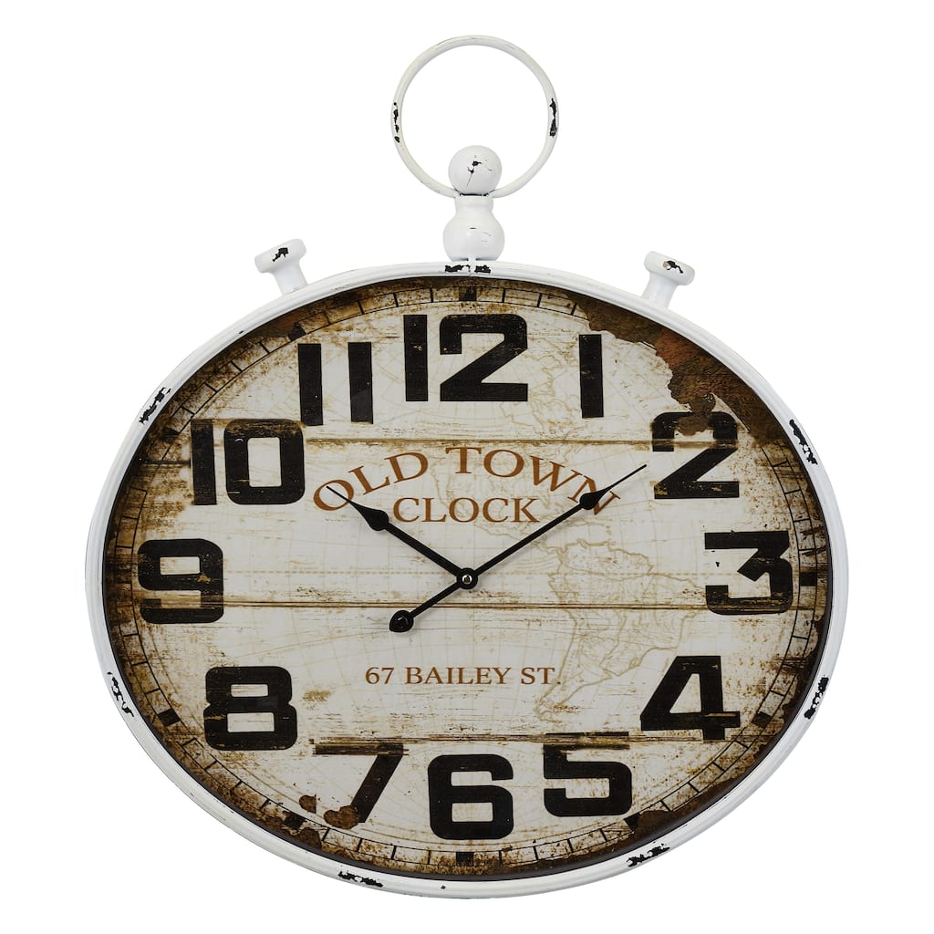 Retro Style SPCC and Plastic Oval Horizontal Wall Clock, White