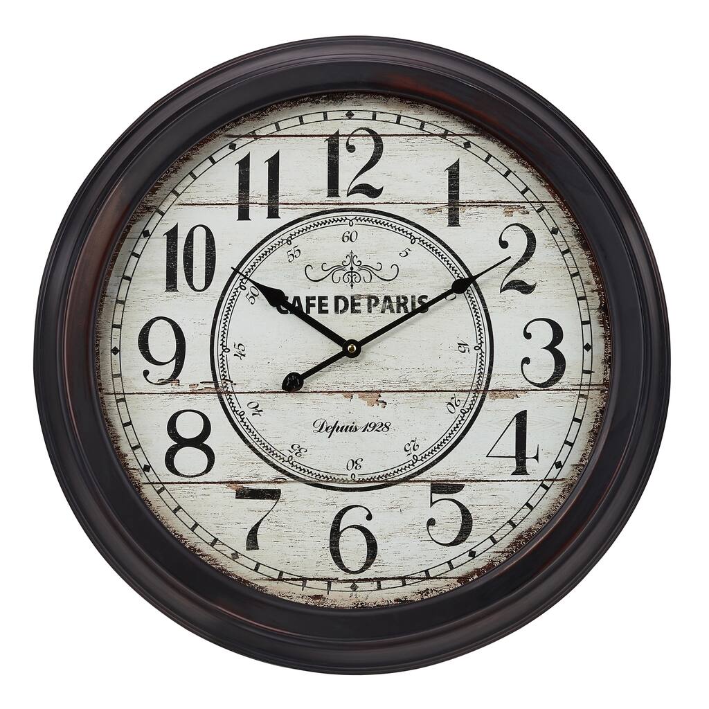 Old-Fangled Style Metal Round Wall Clock, Black