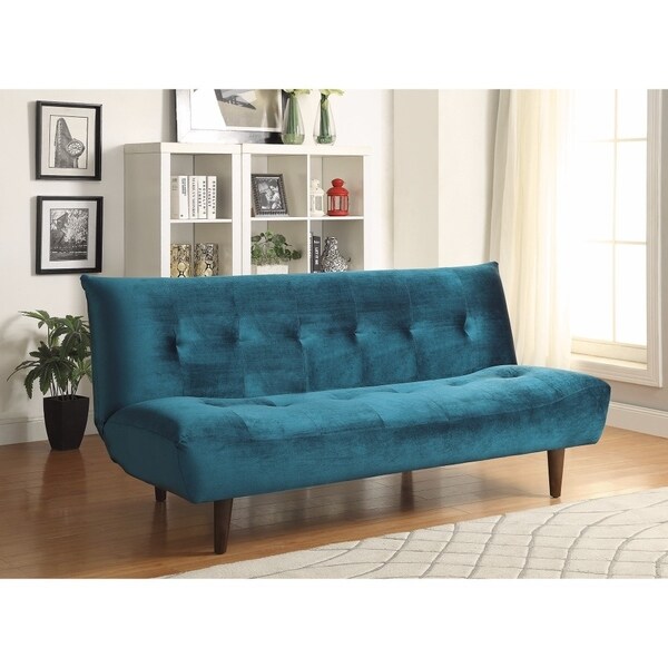 Transitional Sofa Bed Futon Teal Blue