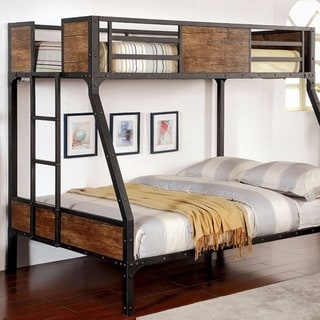 Wooden & Metal Frame Twin/Full Size Bunk Bed, Black - Bed Bath & Beyond ...