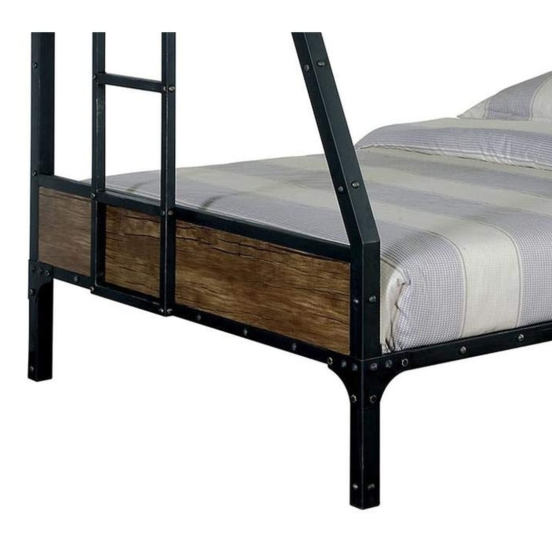 Metal Twin-Full Bunk Bed, Gold