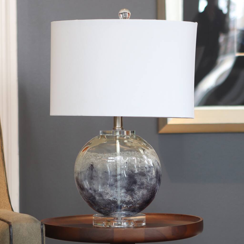 Art Glass Table Lamp with Crystal Base