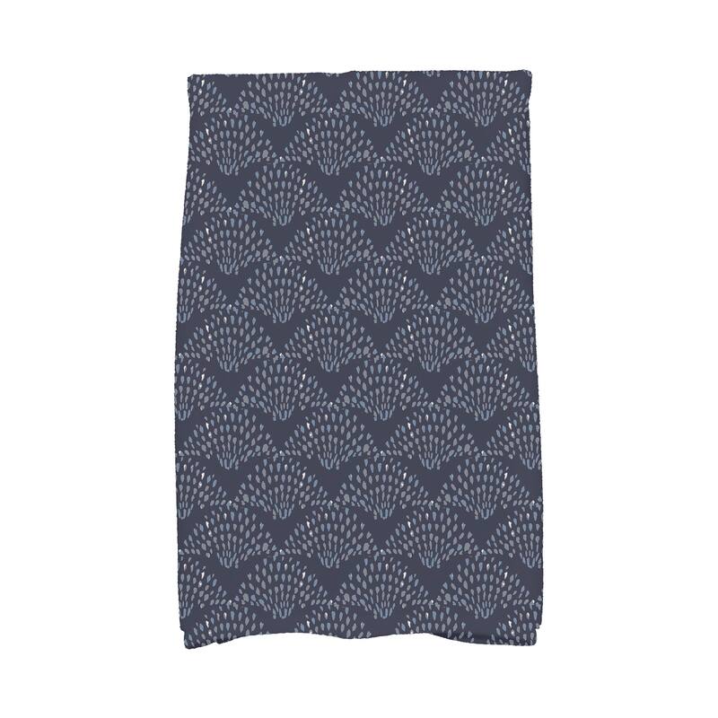 Fan Dance 18 x 30 Inch Geometric Print Kitchen Towel - Navy