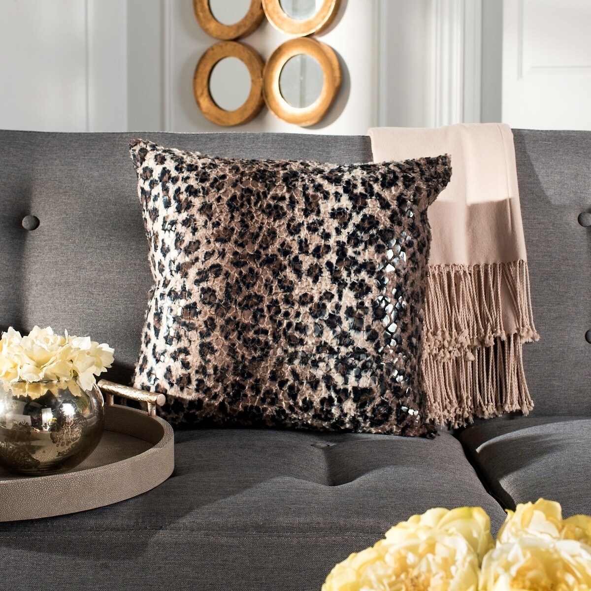 Shop Safavieh Zahara Cheetah Print 20 Inch Decorative Pillow On