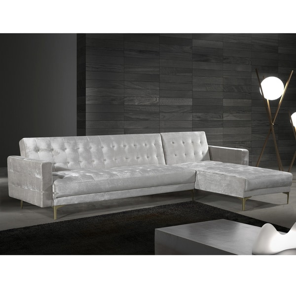 Shop Chic Home Kiefer Convertible Sectional Sofa Bed Velvet