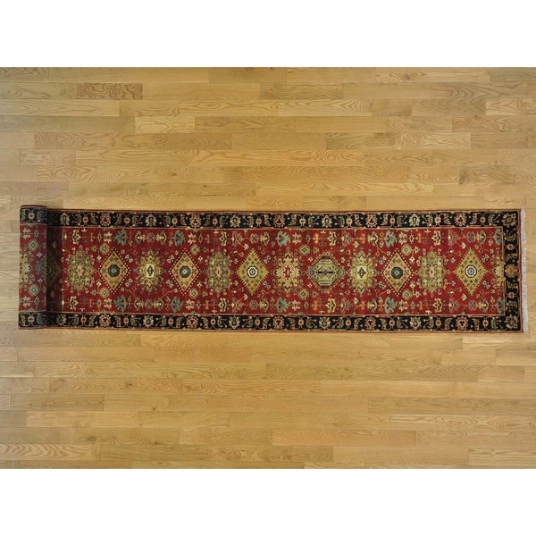 Hand Knotted Red Heriz with Wool Oriental Rug