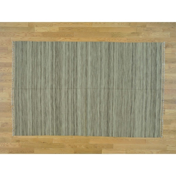 Hand Knotted Beige Flat Weave with Wool Oriental Rug - 5'1 x 8'