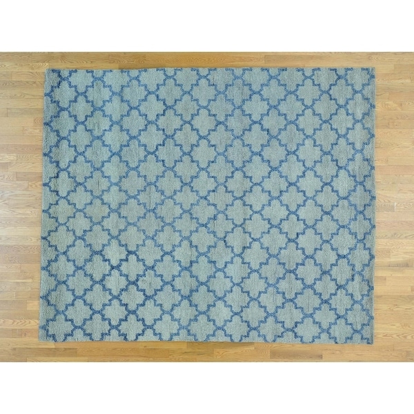 Hand Knotted Blue Clearance with Wool Oriental Rug - 8'1 x 9'9