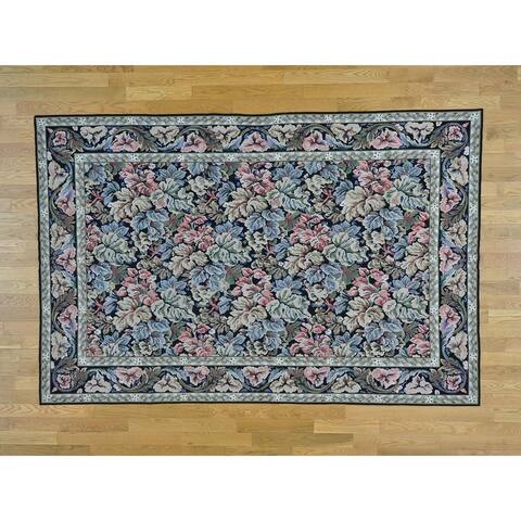 Hand Knotted Black European with Wool Oriental Rug - 5'9 x 8'9