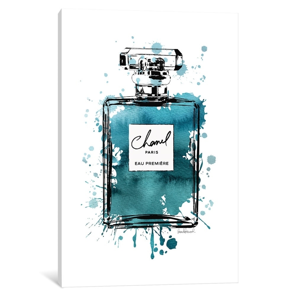 Amanda Greenwood Canvas Wall Decor Prints - Perfume Bottle, Gold & Grey ( Fashion > Fashion Brands > Chanel art) - 40x26 in