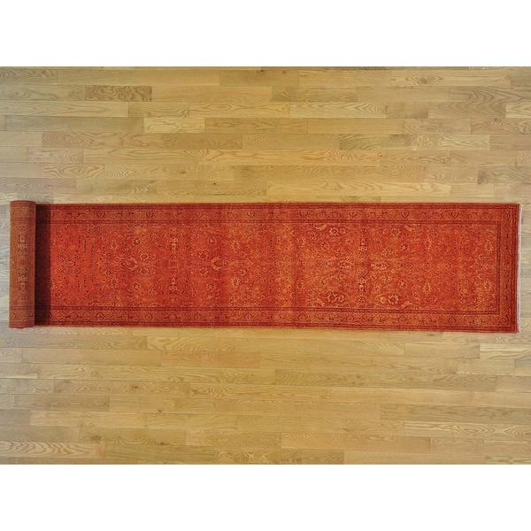 Hand Knotted Orange Fine Oriental with Wool & Silk Oriental Rug