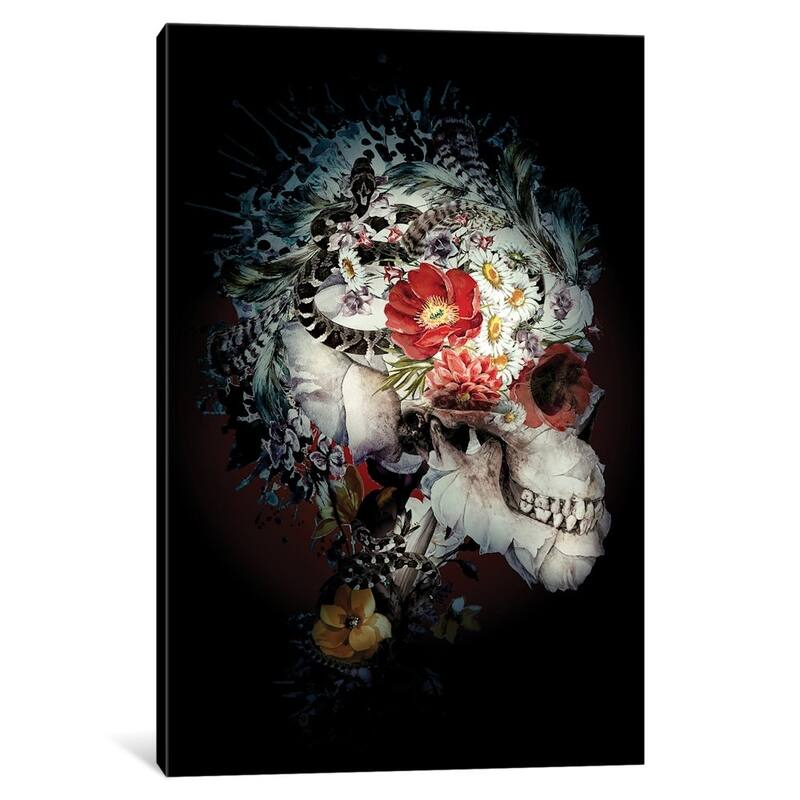 iCanvas "Skull I Black Series" by Riza Peker Canvas Print