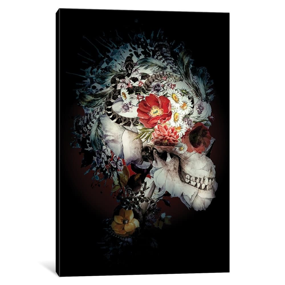 iCanvas "Skull I Black Series" by Riza Peker Canvas Print
