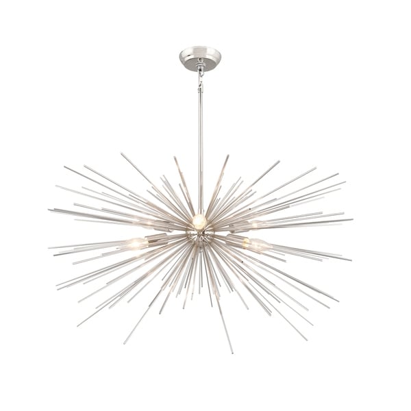 6 Light Assembled Sputnik Chandelier in Nickel finish
