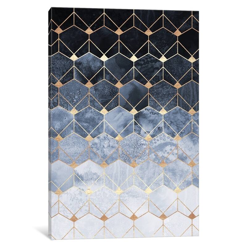 iCanvas "Blue Hexagons & Diamonds" by E. Fredriksson Canvas Print