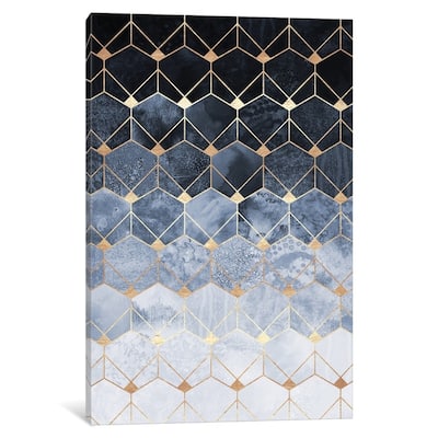 iCanvas "Blue Hexagons & Diamonds" by E. Fredriksson Canvas Print