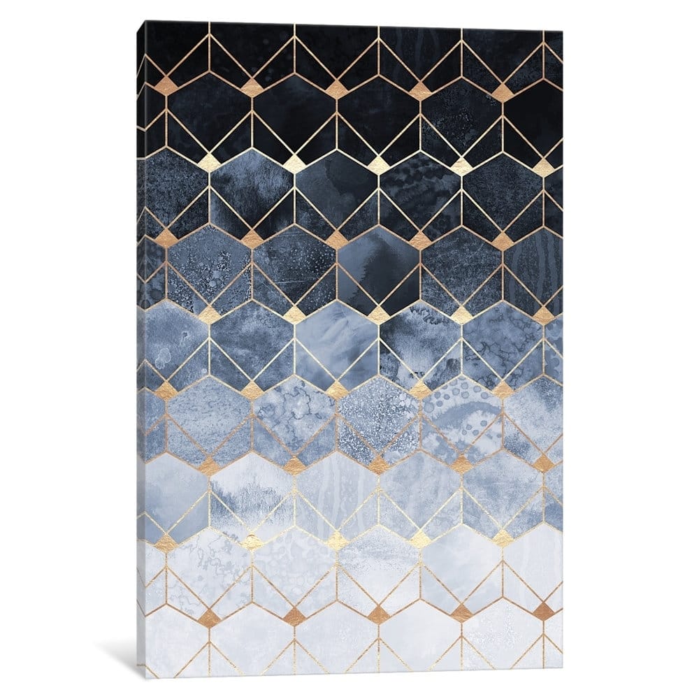 iCanvas "Blue Hexagons & Diamonds" by E. Fredriksson Canvas Print