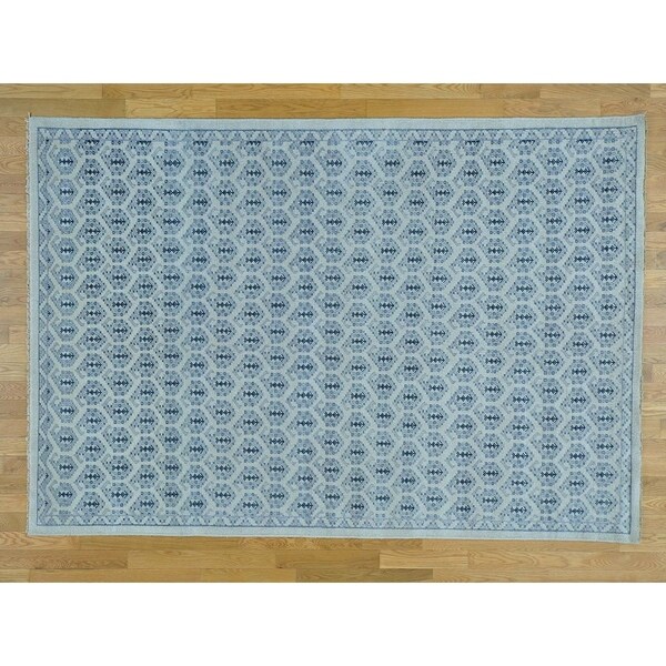 Hand Knotted Ivory Oushak And Peshawar with Wool Oriental Rug - 6'1 x 8'10