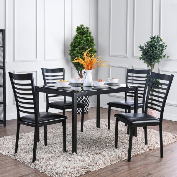 Shop Furniture of America Lova Industrial  White Metal 5  piece  Dining  Set  Overstock 21500882