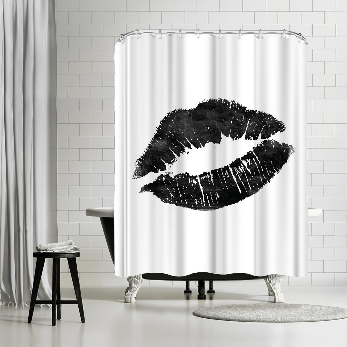 Americanflat 'Lips Black' Shower Curtain