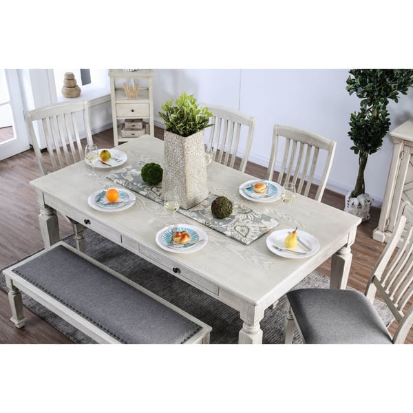 Shop Furniture Of America Hish Rustic White 72 Inch Wood Dining