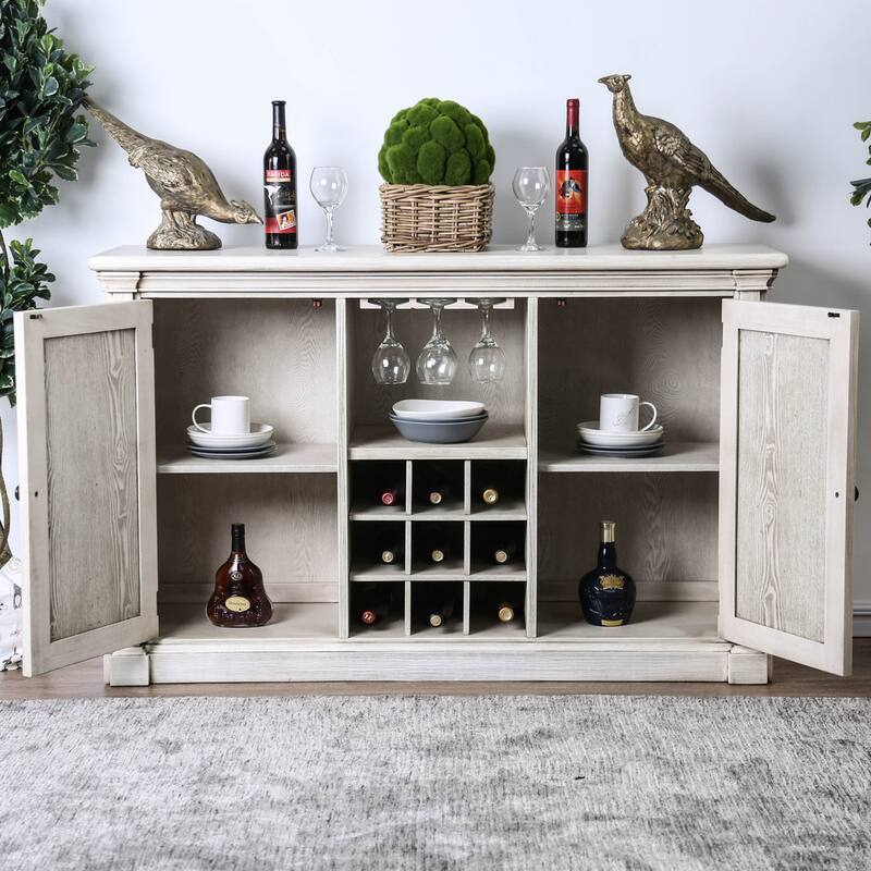 Furniture of America Hish Rustic White 57-inch Wood 5-shelf Buffet Server