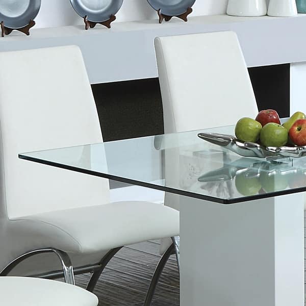 130 X 70 X 75cm White Modern Kitchen Dining Table With White Glass Table Top Dining Room Furniture Table White Kitchen Dining Room Furniture Tables