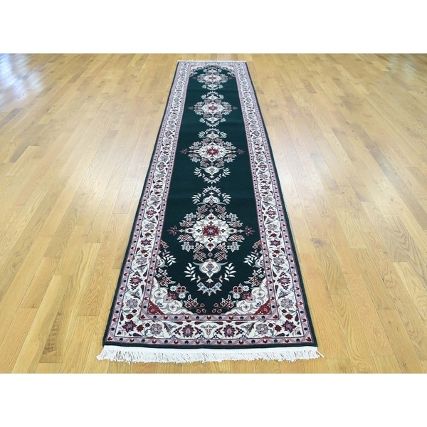 Hand Knotted Green Clearance with Wool & Silk Oriental Rug
